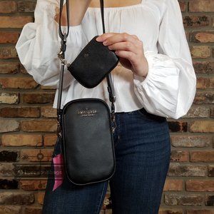 AUTH NWT Kate Spade Rosie Pebbled Leather North South Phone Zip Crossbody BLACK
